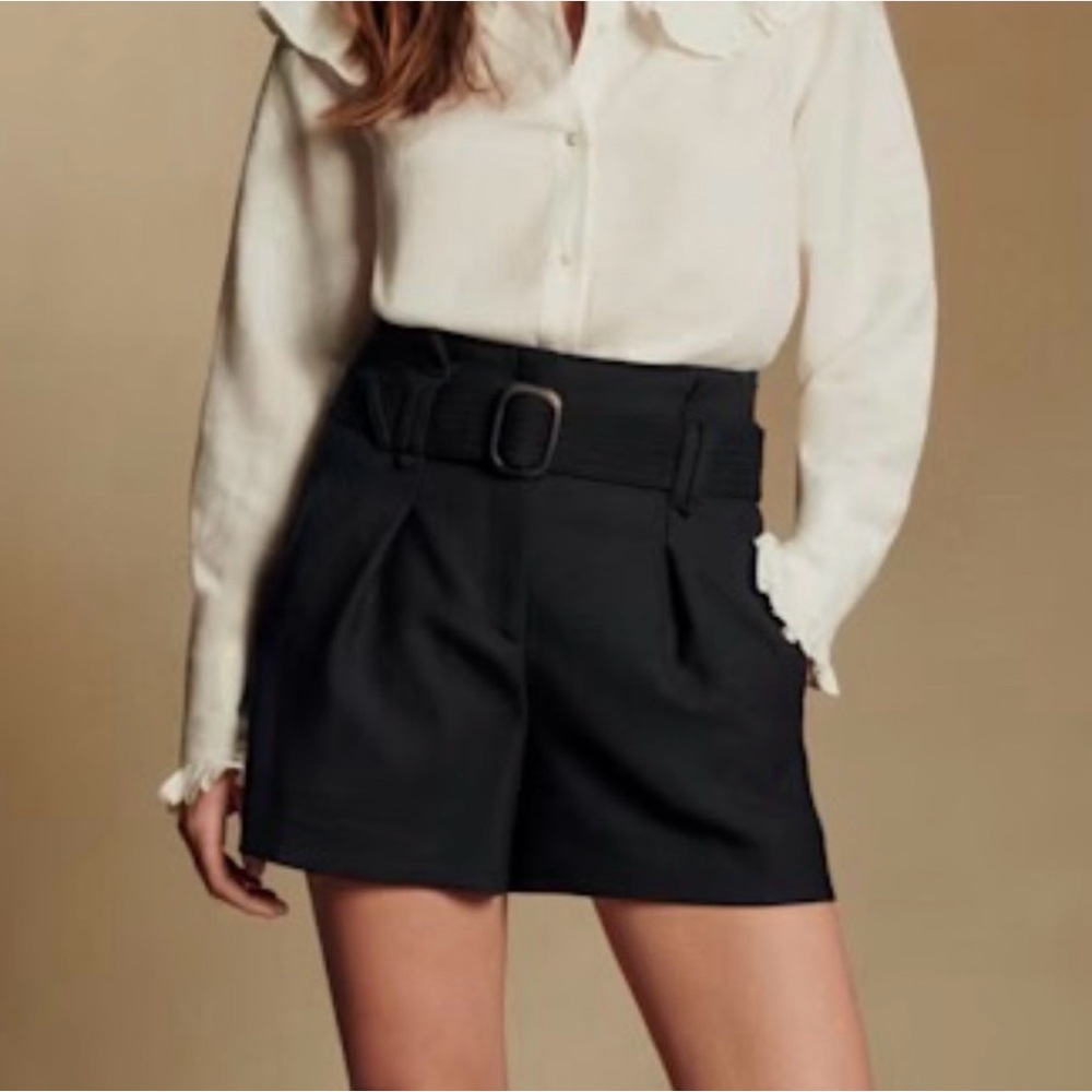 Sezane Black High Waist Women's Shorts